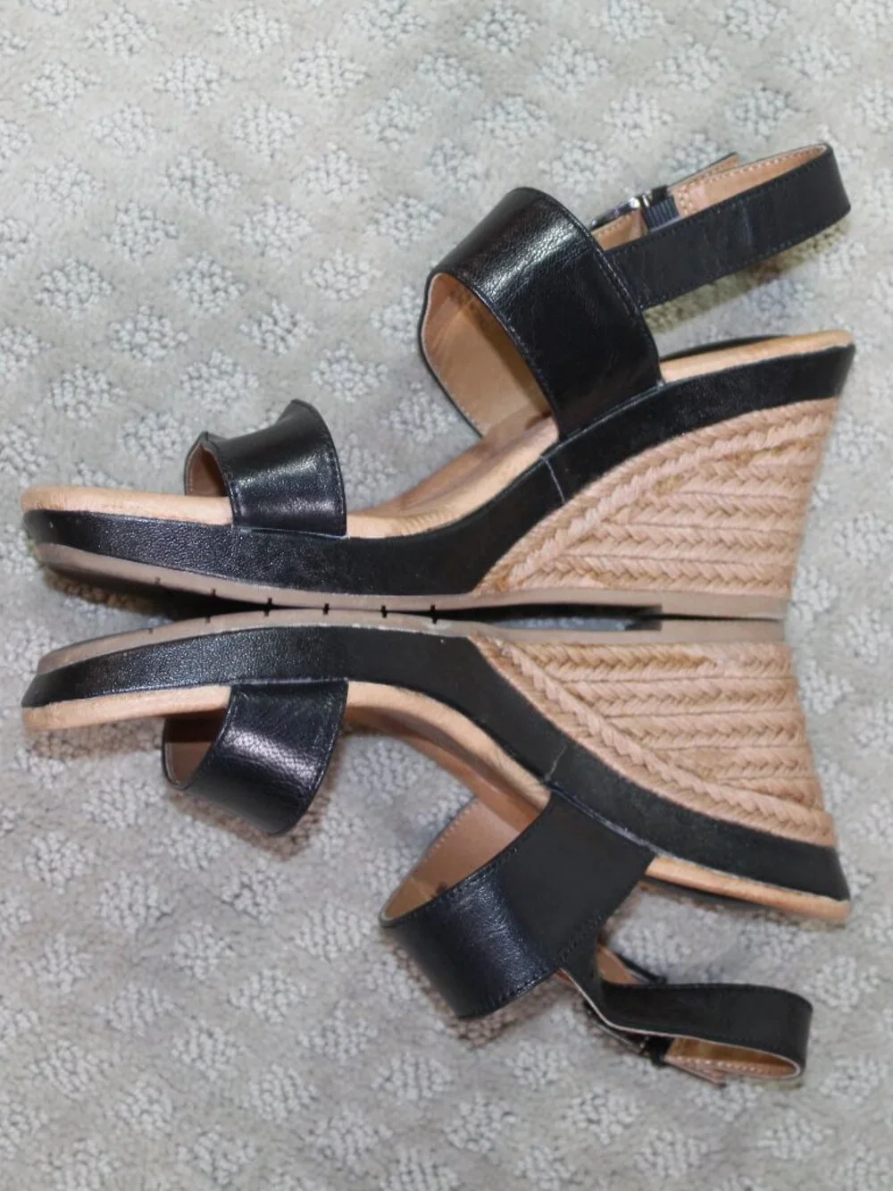 Montana Size 8 M Artisan Crafted 4306101 Women's Black Leather Wedge Sandal